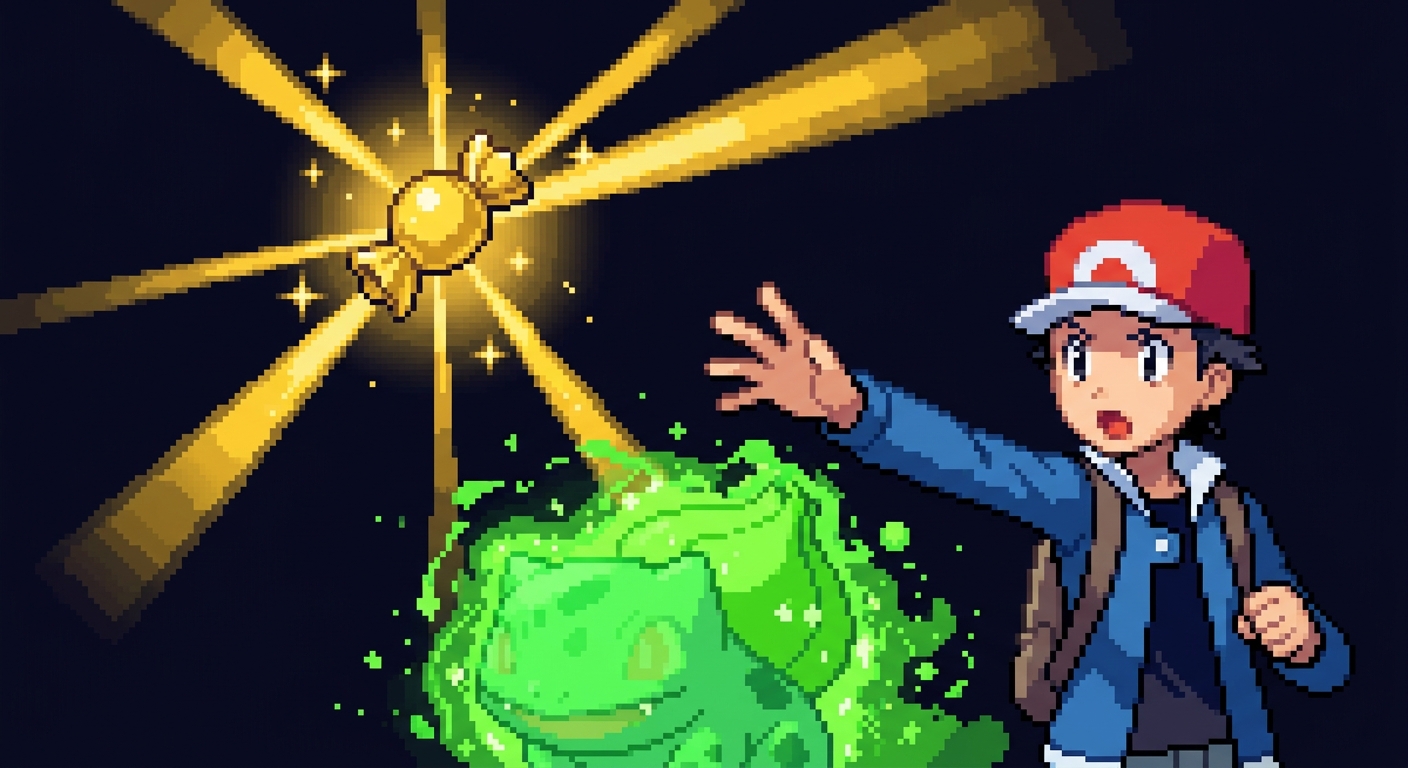 A trainer receiving a glowing Rare Candy