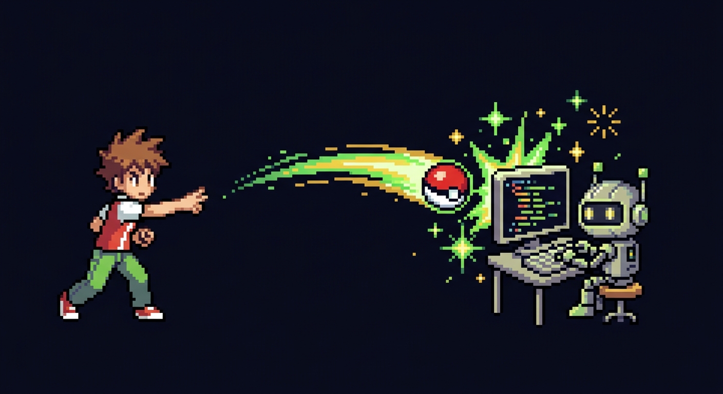 Trainer catching their first AI agent Pokémon