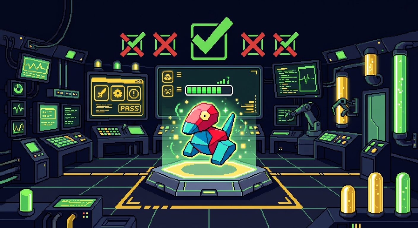 Pokémon self-healing in a testing arena