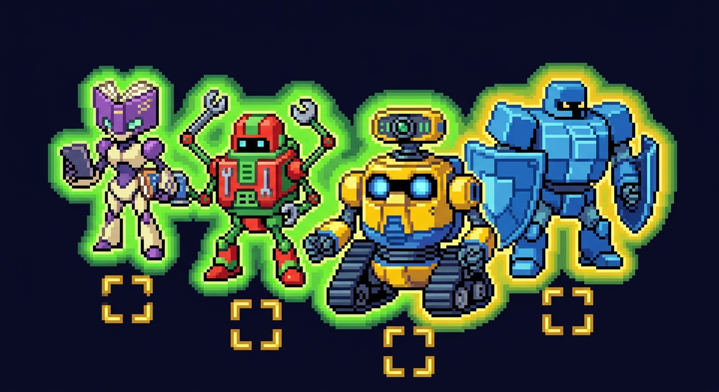 A party of specialized robot-Pokémon in formation