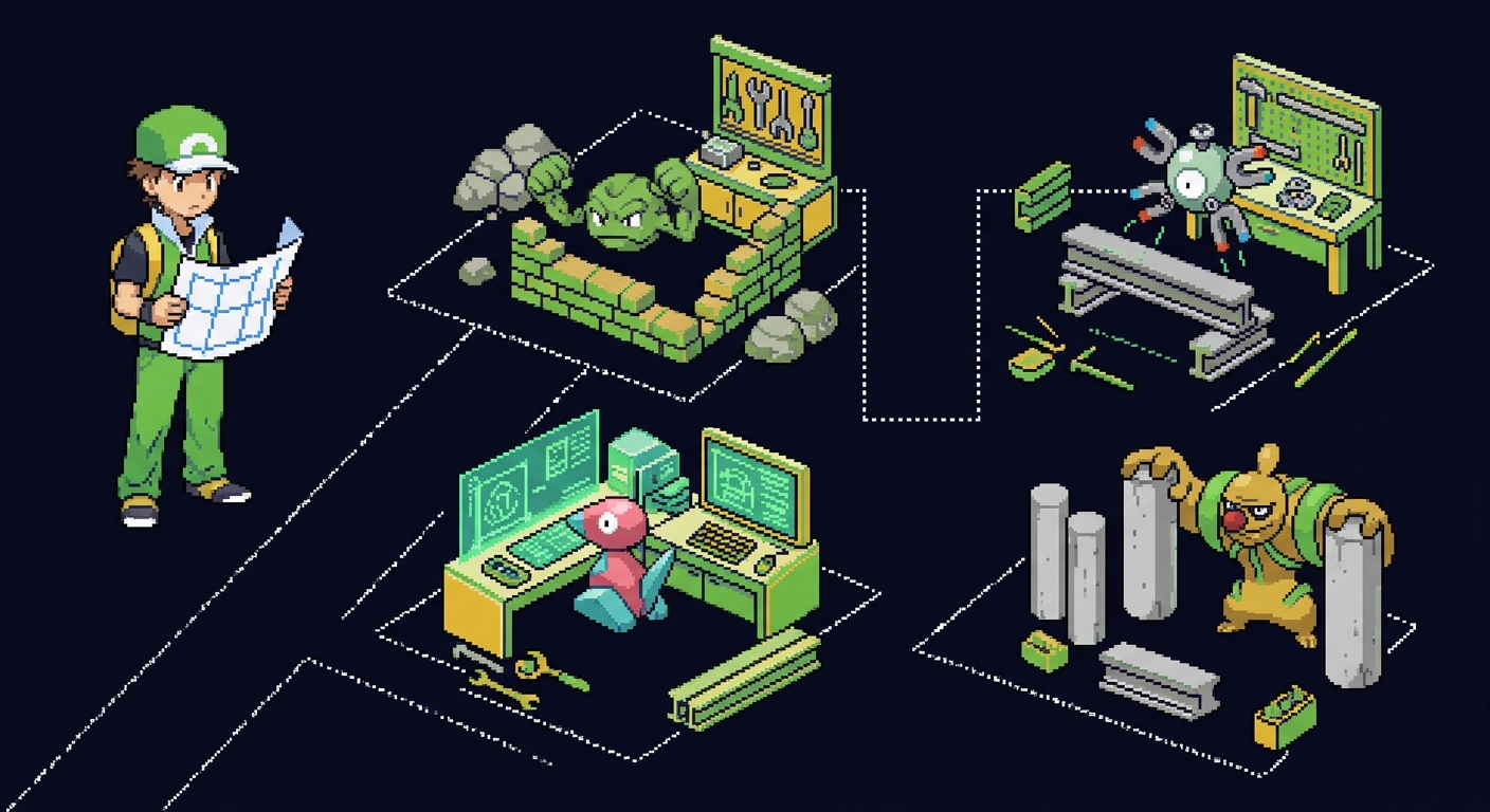 Trainer carefully rebuilding with 4 organized stations