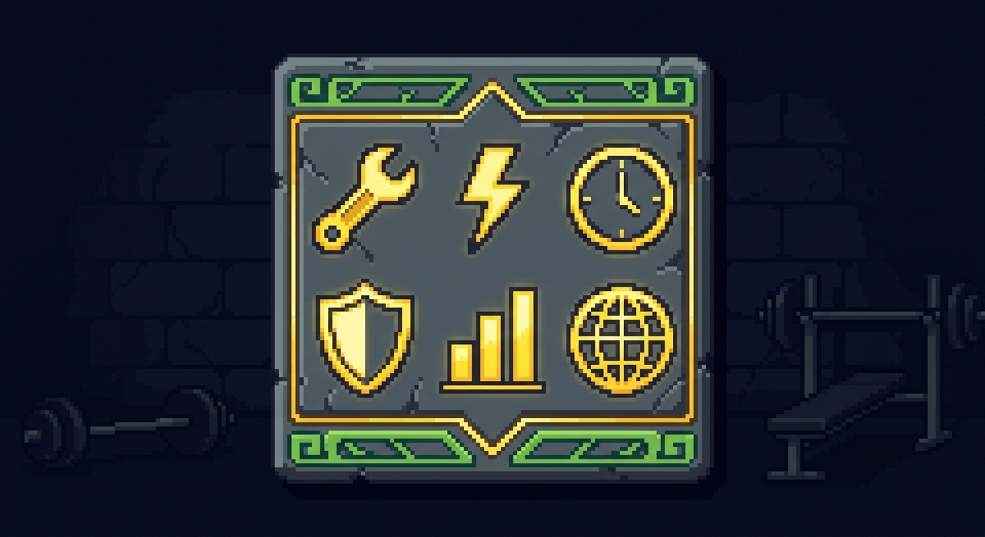 Stone tablet with glowing trainer rules